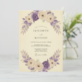 Cream Amethyst Rose Hochzeit Einladung (Stehend Vorderseite)