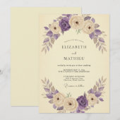 Cream Amethyst Rose Hochzeit Einladung (Vorne/Hinten)