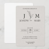 Cream and Black Minimalistisch Elegante Hochzeit E Einladung (Vorne/Hinten)