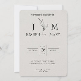 Cream and Black Minimalistisch Elegante Hochzeit E Einladung