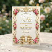 Cream And Blush Pink Romantic Floral Wedding Einladung