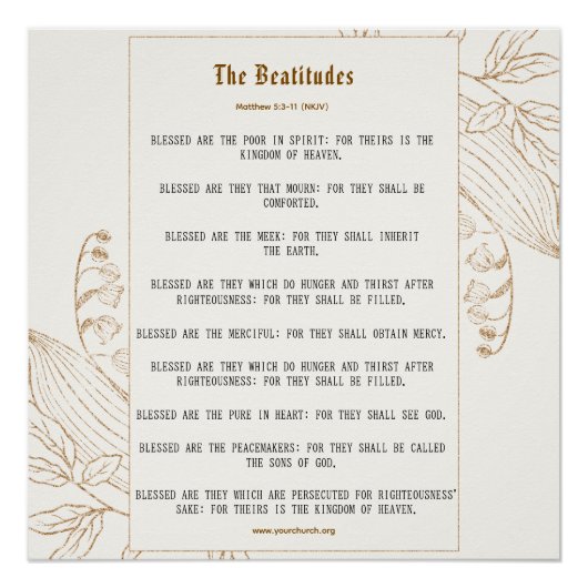 Cream and Bronze Beatitudes Inspiration Poster (Vorderseite)
