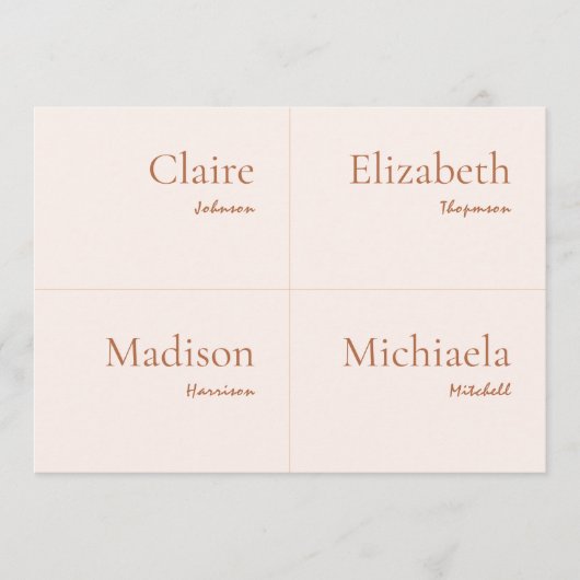 Cream and Burnt Orange Wedding Platzkarte DIY (Vorderseite)