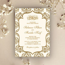 Cream and Gold Damask Islamische Hochzeit