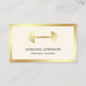 Cream and Gold Dumbell Fitness Personal Trainer Visitenkarte (Vorderseite)