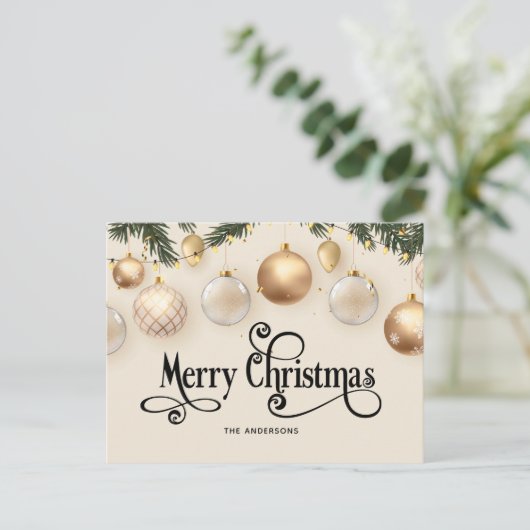 Cream and Gold Elegant Frohe Weihnachten (Stehend Vorderseite)