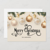 Cream and Gold Elegant Frohe Weihnachten (Vorne/Hinten)