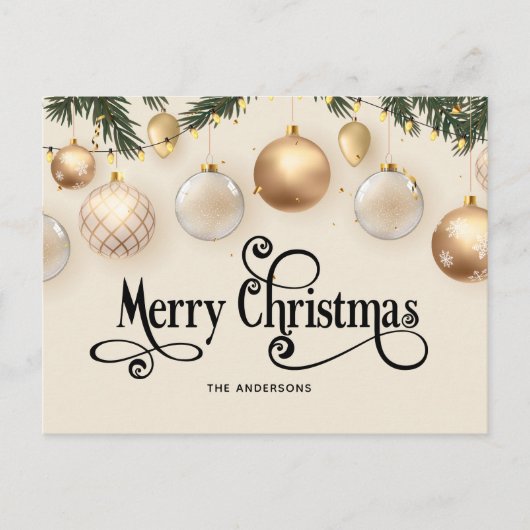 Cream and Gold Elegant Frohe Weihnachten (Vorderseite)