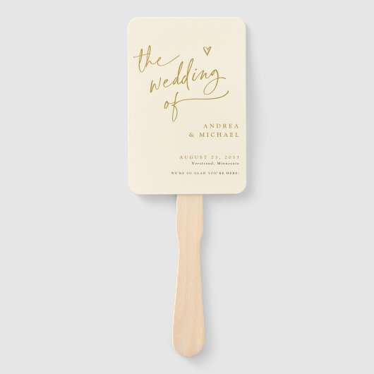 Cream and Gold Fun Wedding Program Fans Fächer (Vorderseite)