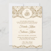 Cream and Gold Lace Islamische Hochzeit Einladung (Vorderseite)