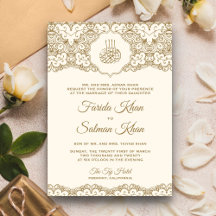 Cream and Gold Lace Islamische Hochzeit