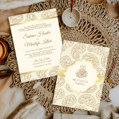Cream and Gold Paisley Islamische Hochzeit Einladung