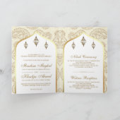 Cream and Gold Paisley QR Code Muslim Wedding Einladung (Innenseite)