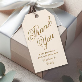 Cream and Gold Personalisiert Danke für Ihre Hochz Geschenkanhänger