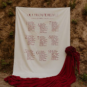 Cream and Maroon Wedding Seating Chart Fabric Wandteppich