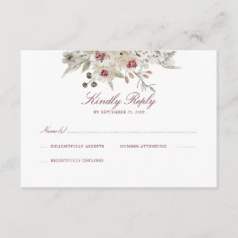 Cream and Marsala Watercolor Wedding RSVP Karte