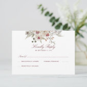 Cream and Marsala Watercolor Wedding RSVP Karte (Stehend Vorderseite)