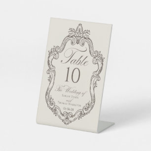 Cream And Mocha Creast Hochzeitstisch Nummer Sockelschild