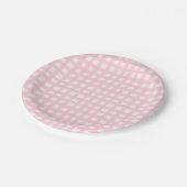 Cream and Pink Textured Imperfect Gingham Pattern Pappteller (Schrägansicht)