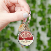 Cream and Red Damask Wedelkeepake Schlüsselanhänge Schlüsselanhänger (Hand)