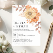Cream Apricot Floral Wedding Invitation, W004 Einladung