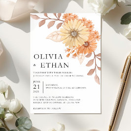 Cream Apricot Floral Wedding Invitation, W004 Einladung