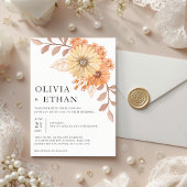 Cream Apricot Floral Wedding Invitation, W004 Einladung