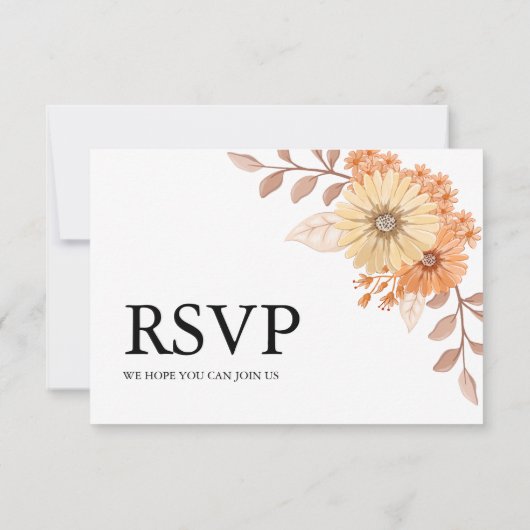 Cream Apricot Floral Wedding RSVP Card (Rückseite)