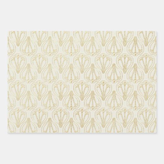 Cream Art Deco Geschenkpapier Set (Vorderseite 3)