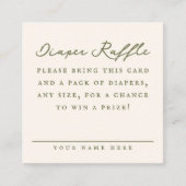 Cream Baby Shower Diaper Raffle Entry Card Begleitkarte (Vorderseite)