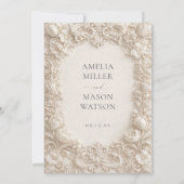 Cream Baroque Floral Ornate Wedding Invitation Einladung (Rückseite)