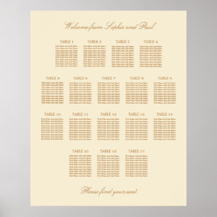 Cream Beige 17 Tisch Hochzeit Sitzordnung Poster