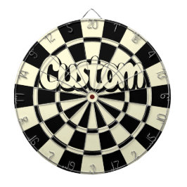 Cream Beige And Black Customizable Text Dartscheibe