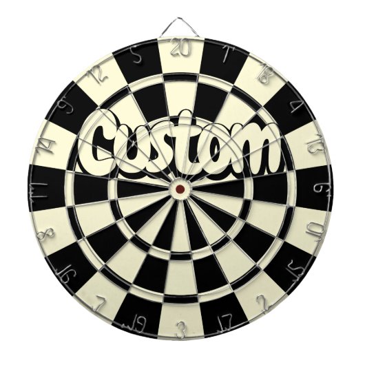 Cream Beige And Black Customizable Text Dartscheibe (vorne)