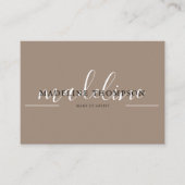 Cream Beige and Brown Calligraphy Script QR code Visitenkarte (Vorderseite)