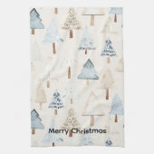 Cream Beige Blue Christmas Trees Geschirrtuch (Vertikal)