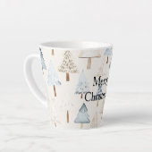 Cream Beige Blue Christmas Trees Milchtasse (Linke Ecke)