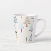 Cream Beige Blue Christmas Trees Milchtasse (Rechts)
