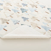 Cream Beige Blue Christmas Trees Sherpadecke (3/4)