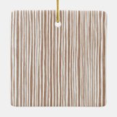 Cream Beige Camera Stripes Christmas Keramikornament (Rückseite)