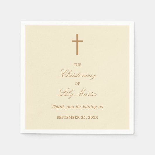 Cream Beige Christening Party Napkins Serviette (Vorderseite)