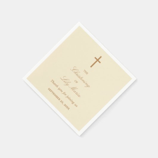 Cream Beige Christening Party Napkins Serviette (Ecke)