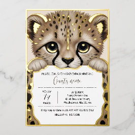Cream Beige Cub Baby Shower Folieneinladung