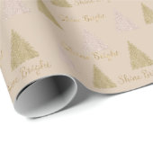 Cream Beige Gold Glitzer Shine Weihnachtsbaumen Geschenkpapier (Rolleneckpunkt)