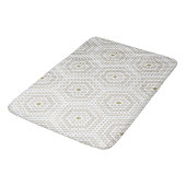 Cream & Beige Hexagon Penny Tile Hex Tile Muster Badematte (Schrägansicht)
