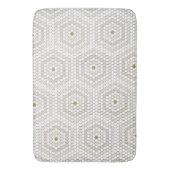 Cream & Beige Hexagon Penny Tile Hex Tile Muster Badematte (Vorderseite Vertikal)