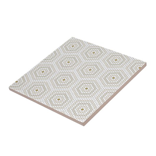 Cream & Beige Hexagon Penny Tile Hex Tile Muster Fliese (Seite)