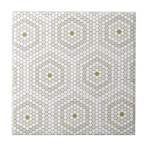 Cream & Beige Hexagon Penny Tile Hex Tile Muster Fliese