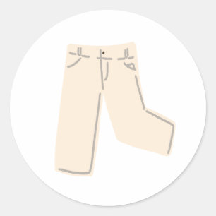 Cream Beige Jeans Handgezeichnete Kritzelei Runder Aufkleber