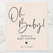 Cream Beige Oh Baby Modern Boho Babydusche Weinetikett (Einzelnes Label)
